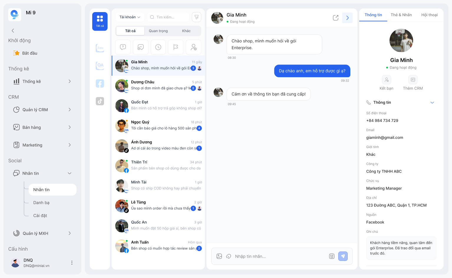 Inbox đa kênh — gom Zalo, OA, Fanpage về 1 màn hình